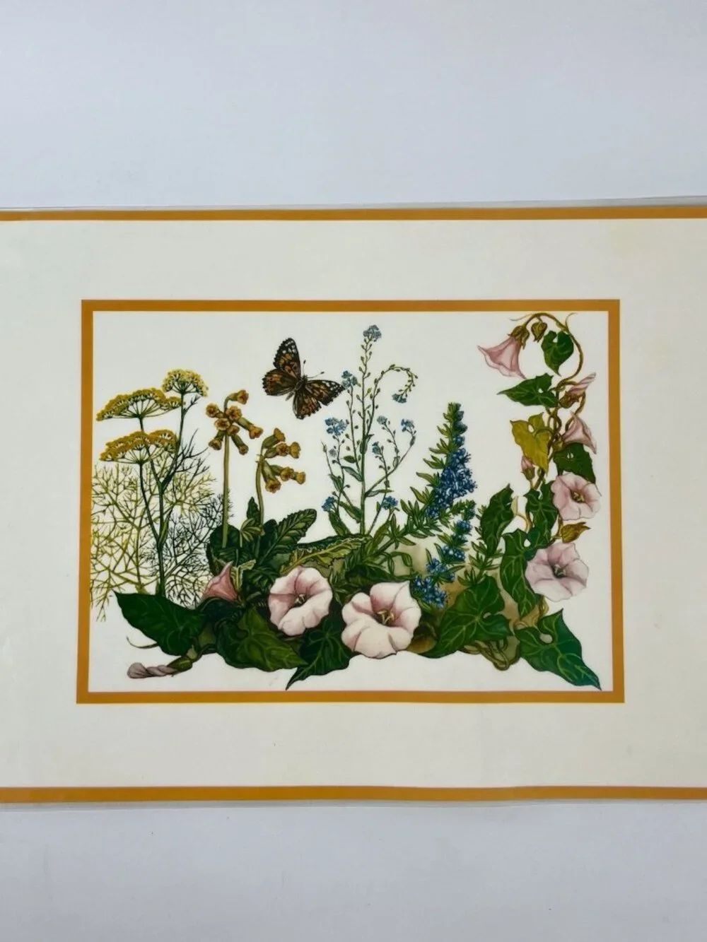 VTG Spring Floral Placemats Set of 6 Wild Flowers Butterfly Cottagecore 16x11.5”